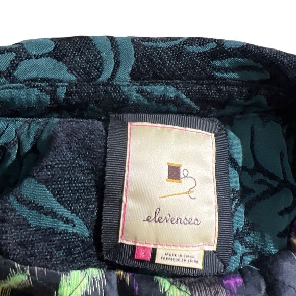 Elevenses Teal Emerald Isle Brocade Ruffled Victorian Puff Sleeve Coat Sz 2 - Picture 3 of 16